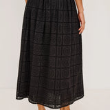 Dax Skirt Black Grid Embroidery