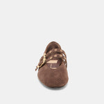 Baylee Grommet Ballet Flats Dark Brown Perforated Suede