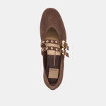 Baylee Grommet Ballet Flats Dark Brown Perforated Suede