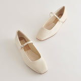 Reyes Flat Ivory Leather