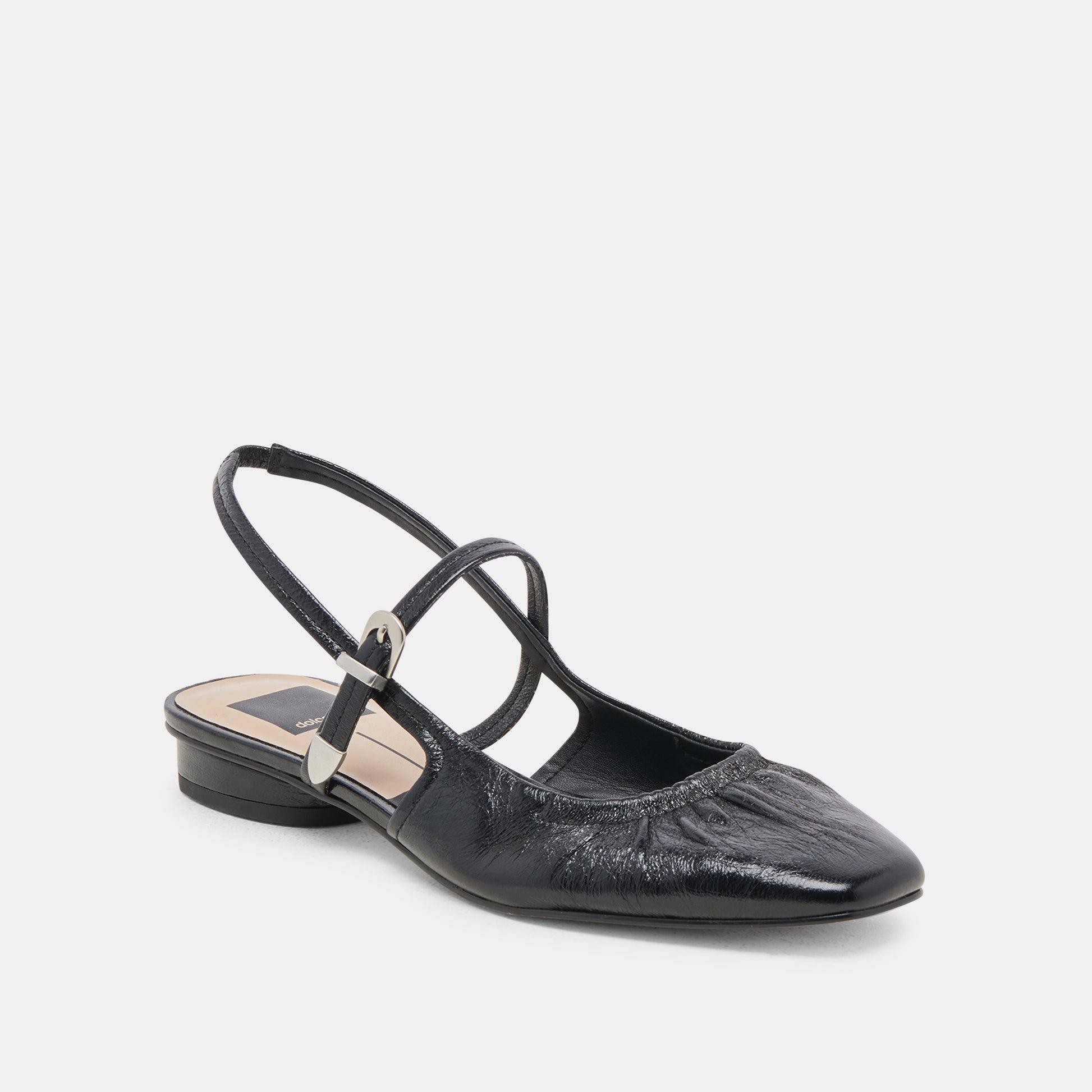 Rianne Shoe Midnight Crinkle Patent Black Leather