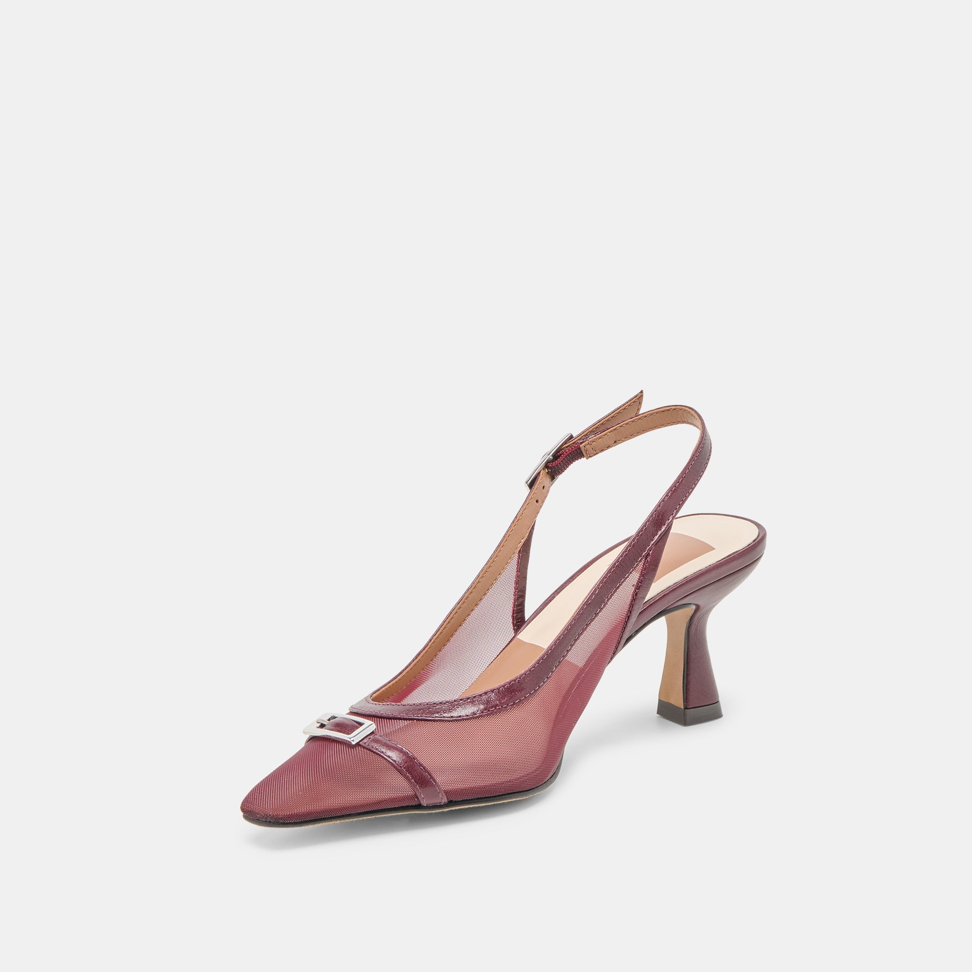 Lorine Mesh Kitten Heel Burgundy