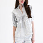High Neck Top Blue Stripe