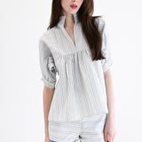 High Neck Top Blue Stripe