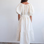 Never a Wallflower Gathered V-Neck Dress Ivory Corduroy