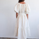 Never a Wallflower Gathered V-Neck Dress Ivory Corduroy