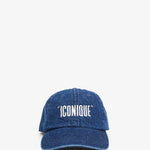 Baseball Hat Navy Denim w/ Cream Embroidered Iconique