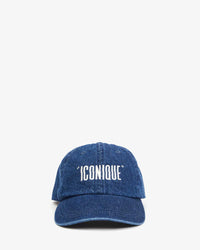 Baseball Hat Navy Denim w/ Cream Embroidered Iconique