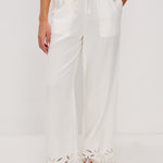 Emmie Pant White Palm Embroidery