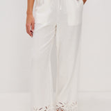 Emmie Pant White Palm Embroidery