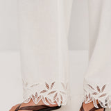 Emmie Pant White Palm Embroidery