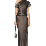Silk Full Length Skirt Mushroom