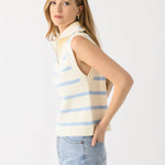 Striped Hald Vest Knit Vest Ivory/ Powder Blue