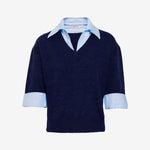 Esme Sweater Combo Top Maritime Blue Melange/Oxford