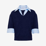 Esme Sweater Combo Top Maritime Blue Melange/Oxford