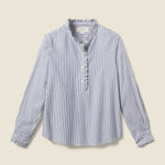 Detailed Breezy Blouse Navy Stripe