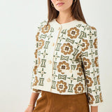 Dakota Jacket-Cotton Embellished Ivory
