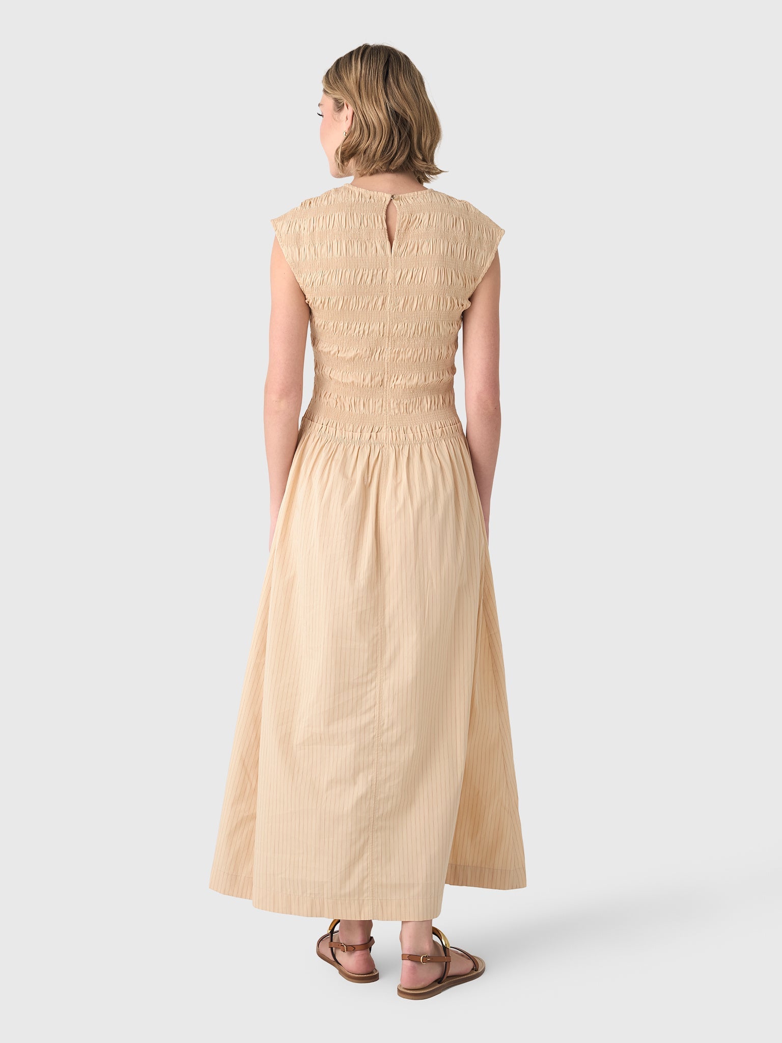 Ale Maxi Dress Mico Pinstripe Sand