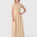 Ale Maxi Dress Mico Pinstripe Sand