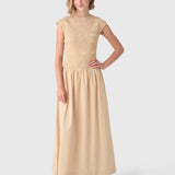 Ale Maxi Dress Mico Pinstripe Sand