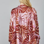 Pintuck Detail Half Button Placket Blouse Lilac and Brown