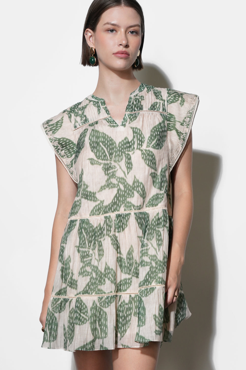 Briar Tiered Embroidered Shift Mini Dress