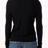 Goldie Long Sleeve Button Tee Black