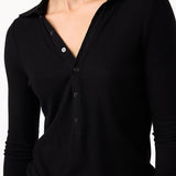 Goldie Long Sleeve Button Tee Black