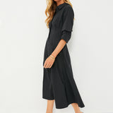 Jazz Pintuck Midi Dress Black