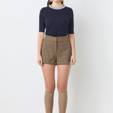 Navy Pearl Short Sleeve Sweater
