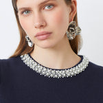 Navy Pearl Short Sleeve Sweater
