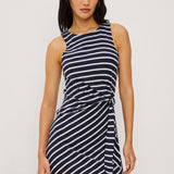 Harriet Midi Dress Navy Ivory Stripe