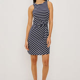 Harriet Midi Dress Navy Ivory Stripe