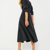 Jazz Pintuck Midi Dress Black