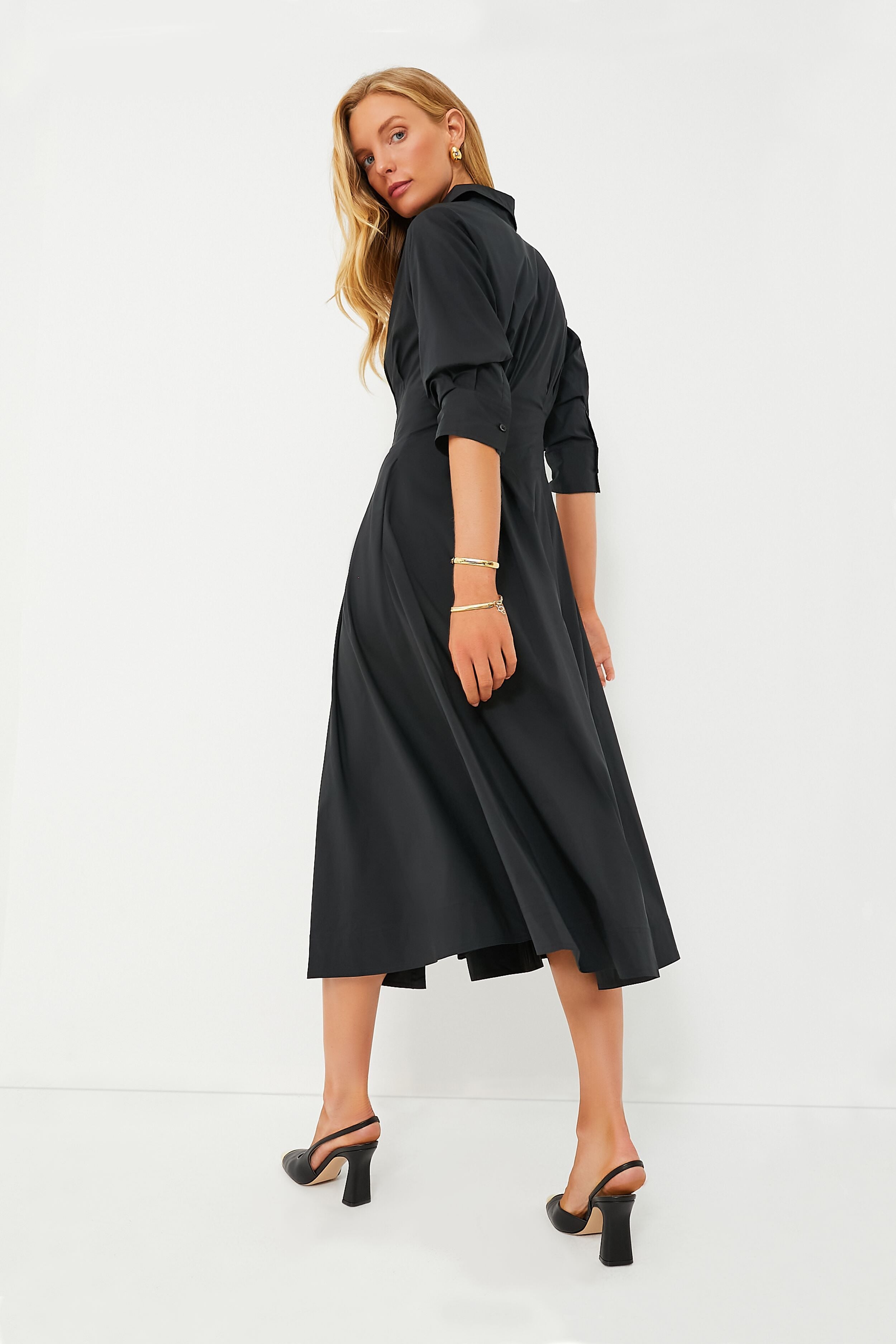 Jazz Pintuck Midi Dress Black