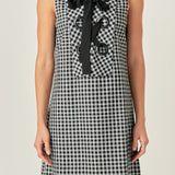 Check Sleeveless Grommet Mini Dress