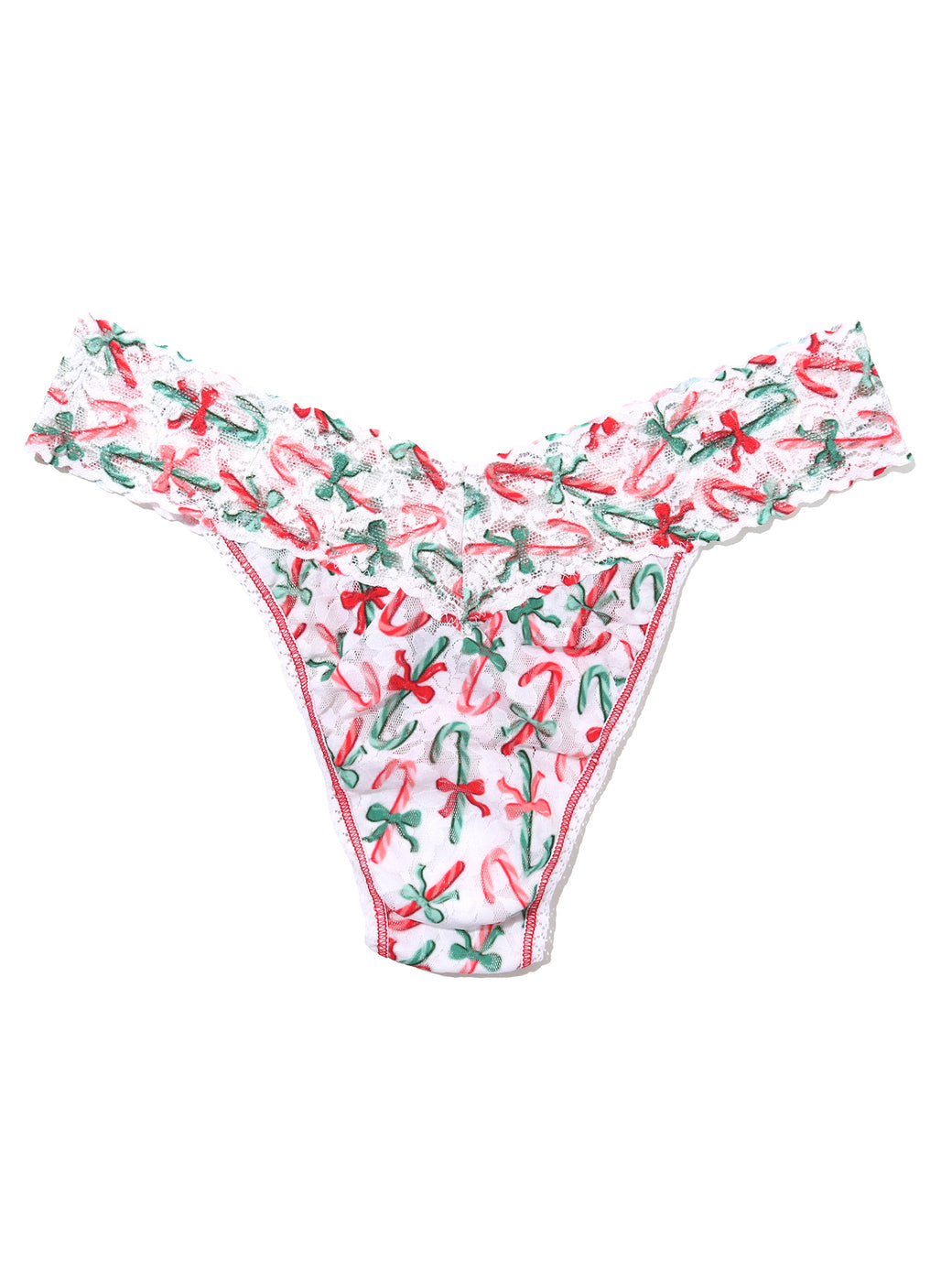 Printed Signature Lace Original Rise Thong Candy Canes