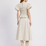 Azra Midi Skirt Ivory Navy