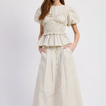 Azra Midi Skirt Ivory Navy