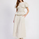 Azra Midi Skirt Ivory Navy