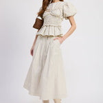 Azra Midi Skirt Ivory Navy
