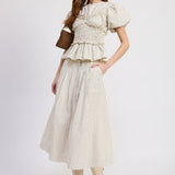 Azra Midi Skirt Ivory Navy