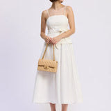 Samantha Mixed Media Midi Dress White