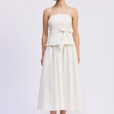 Samantha Mixed Media Midi Dress White