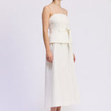 Samantha Mixed Media Midi Dress White