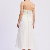 Samantha Mixed Media Midi Dress White