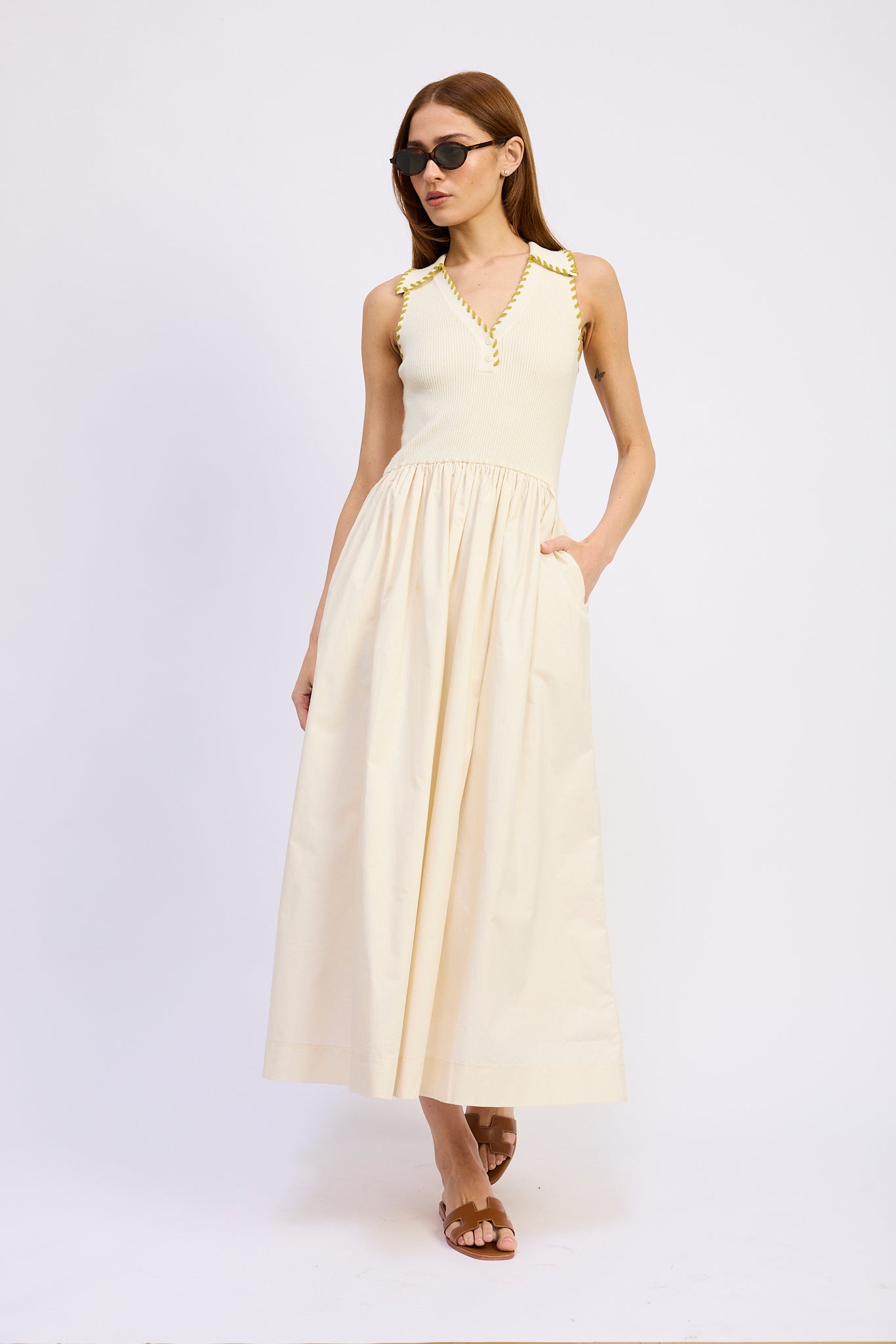 Rosalie Mixed Media Midi Dress
