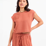 SUGARLOAF STRIPE CUFFED TOP