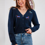Esme Embroidered Horse Button Down Sweater
