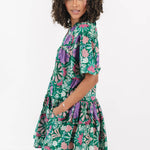 Green and Purple Floral Mini Dress